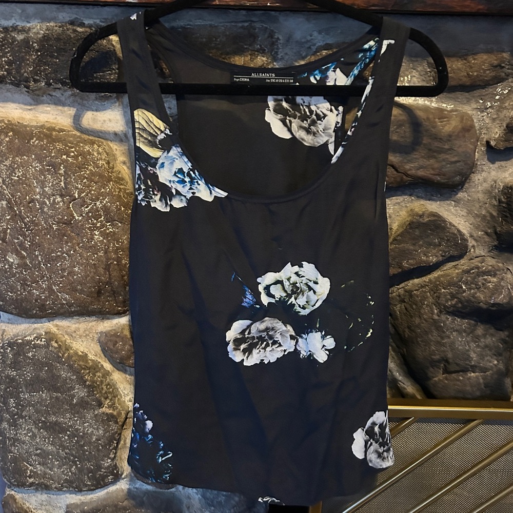 AllSaints 100% Silk Peony Tank, size 6